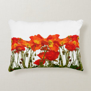 Line of red poppies isolatedart, background, beaut decorative cushion