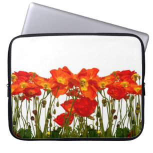 Line of red poppies isolatedart, background, beaut laptop sleeve