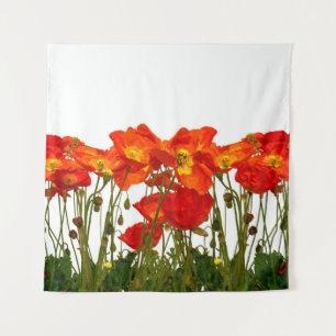 Line of red poppies isolatedart, background, beaut tapestry