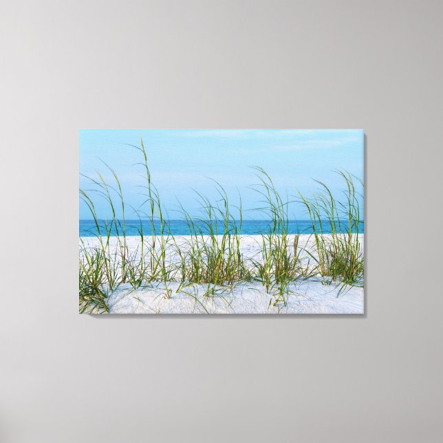 Line Of Sea Oats In White Sand Canvas Print (Front)