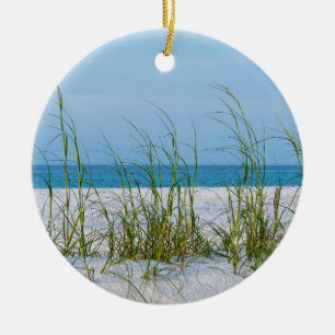 Line Of Sea Oats In White Sand Ceramic Tree Decoration