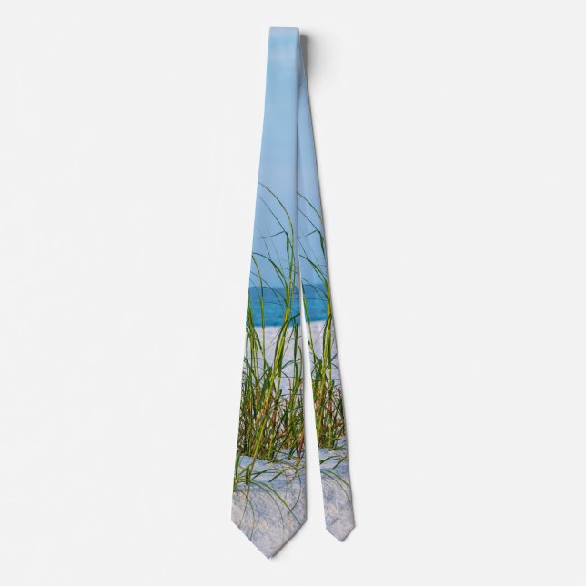 Line Of Sea Oats In White Sand Neck Tie (Front)