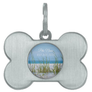 Line Of Sea Oats In White Sand Pet Tag