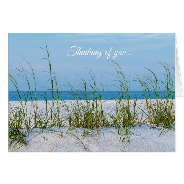 Line Of Sea Oats In White Sand Thinking of U Card (Front Horizontal)