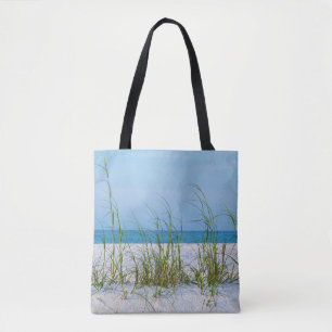 Line Of Sea Oats In White Sand Tote Bag