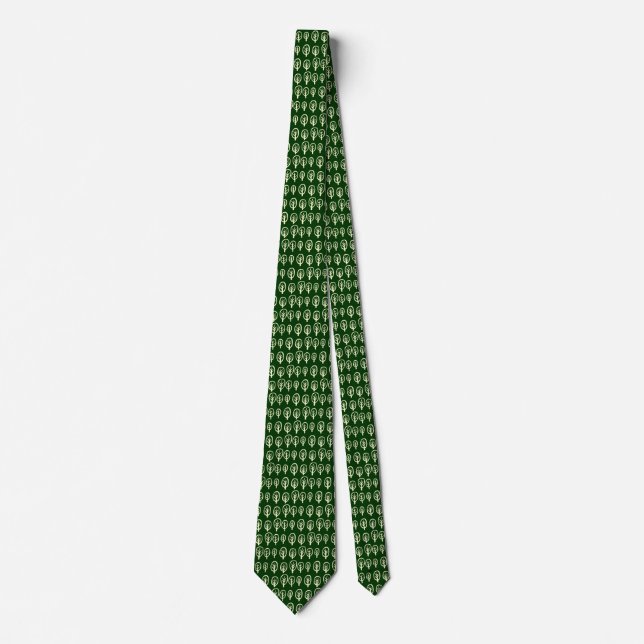 Line of Trees - Cream on Dark Green (003300) Tie (Front)