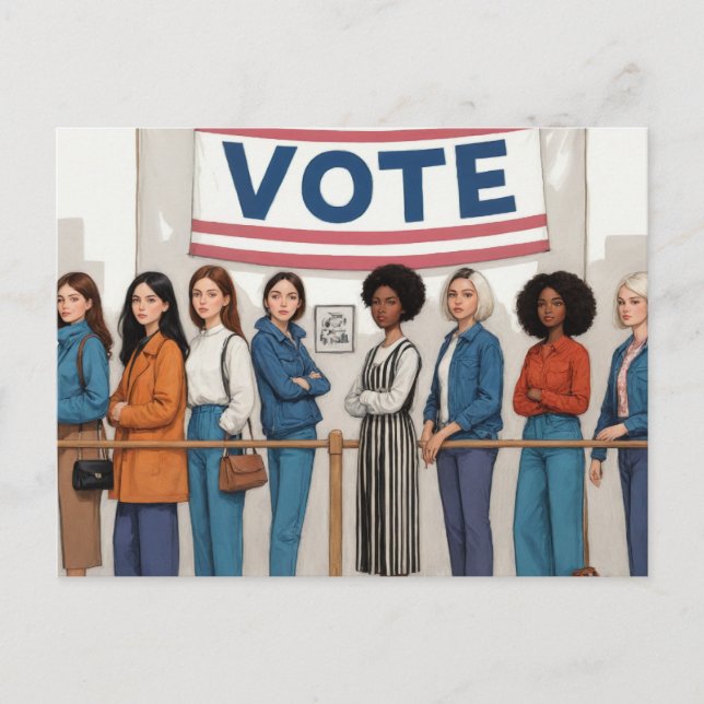 Line of Women to Vote Postcard (Front)