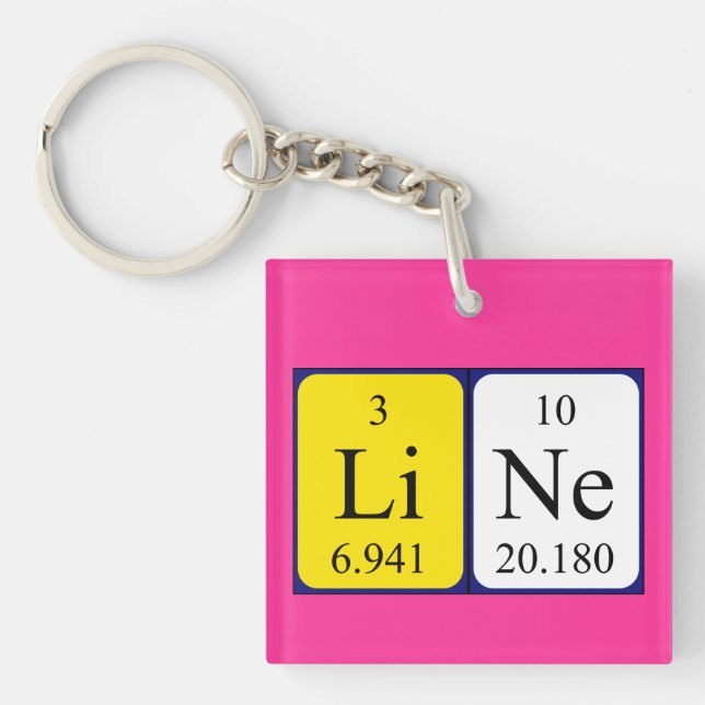 Line periodic table name keyring (Front)