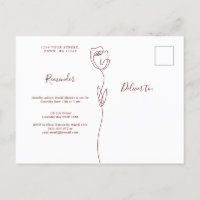 Line Rose reminder RSVP Invitation Postcard