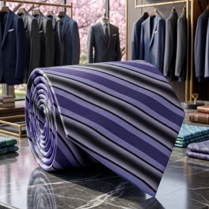 Line Stripe Pattern Of Black And Purple Colours Tie