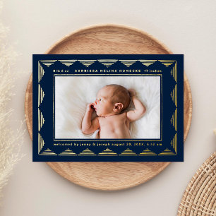 Line Triangle Pattern Photo Birth Announcement 
