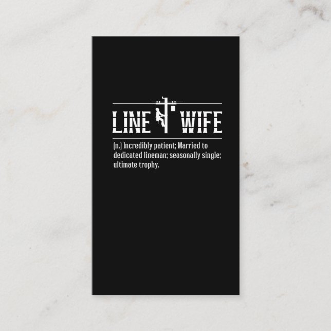 Line Wife Lineman Husband Married Electrician Business Card (Front)