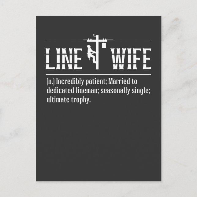 Line Wife Lineman Husband Married Electrician Postcard (Front)