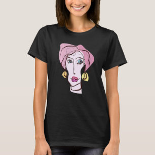 Line Women Face Abstract Minimalistic Salon Artist T-Shirt