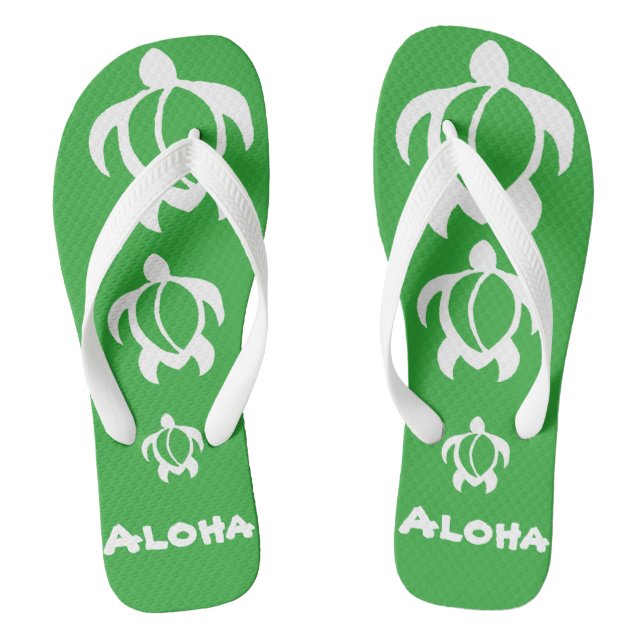 LineA "Aloha" White Honu Flip Flops (Footbed)