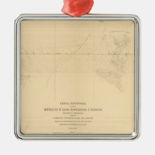 Linea Divisoria Entre Mexico 3 Metal Tree Decoration