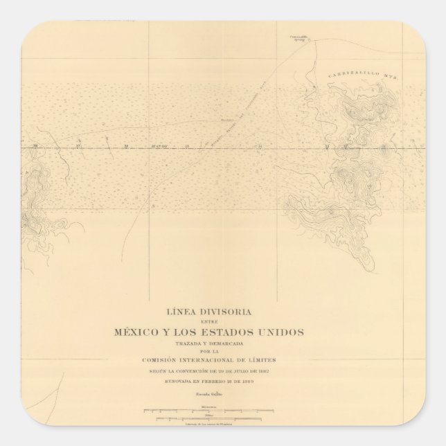 Linea Divisoria Entre Mexico 3 Square Sticker (Front)