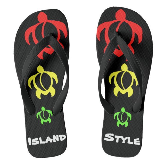 LineA Island Style Rasta Honu Flip Flops (Footbed)