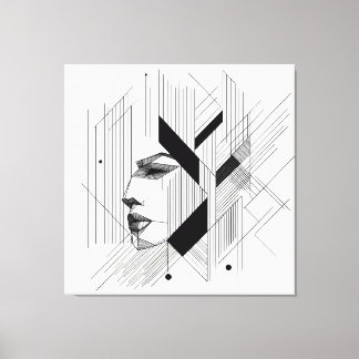 Linear Abstract Portrait Canvas Print