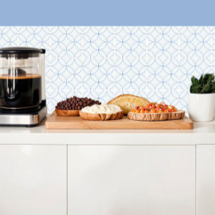 Linear circles on pastel blue tile