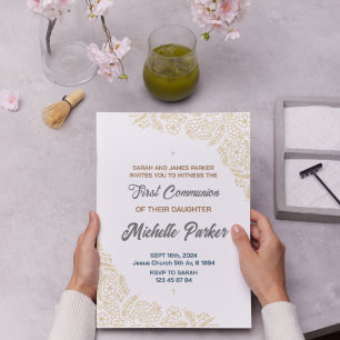 Linear Elegant First Communion Invitation