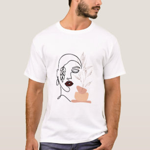 Linear female beauty simple face botanical element T-Shirt