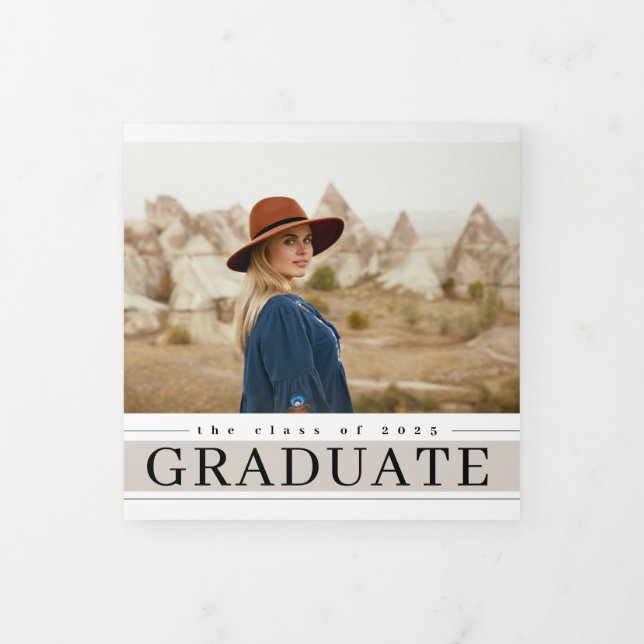 Linear Graduate Multi Photo Tri-Fold Announcement (Cover)