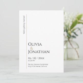 Linear Minimalist White Wedding Invitation