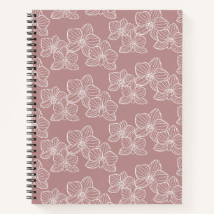 Linear Orchid   Elegant Botanical Dusty Pink Notebook