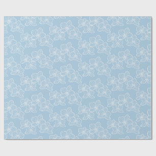 Linear Orchid Elegant Floral Sky Blue Wrapping Paper