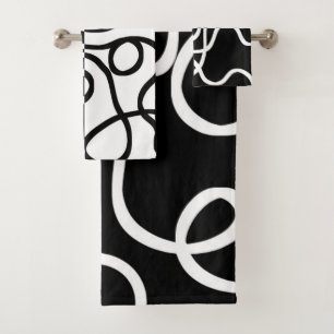 Linear Persuasion I: Abstract Black & White Bath Towel Set