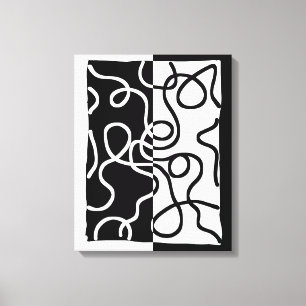 Linear Persuasion I: Abstract Black & White Canvas Print
