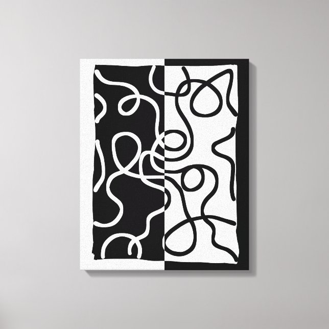 Linear Persuasion I: Abstract Black & White Canvas Print (Front)