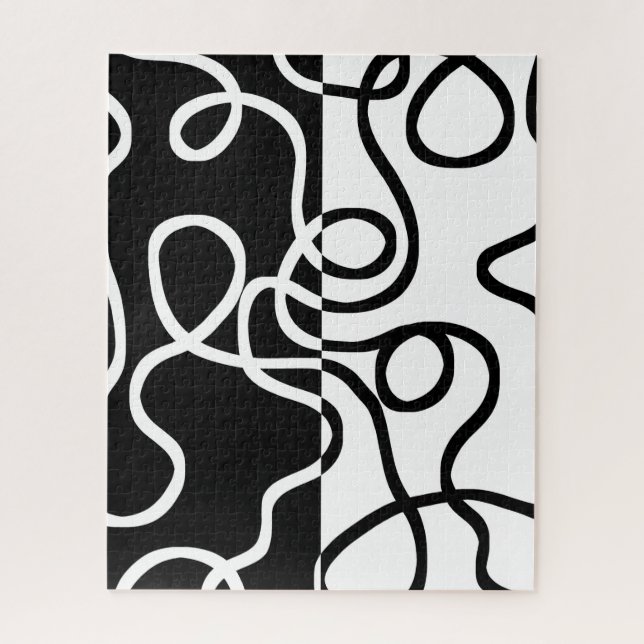 Linear Persuasion I: Abstract Black & White Jigsaw Puzzle (Vertical)