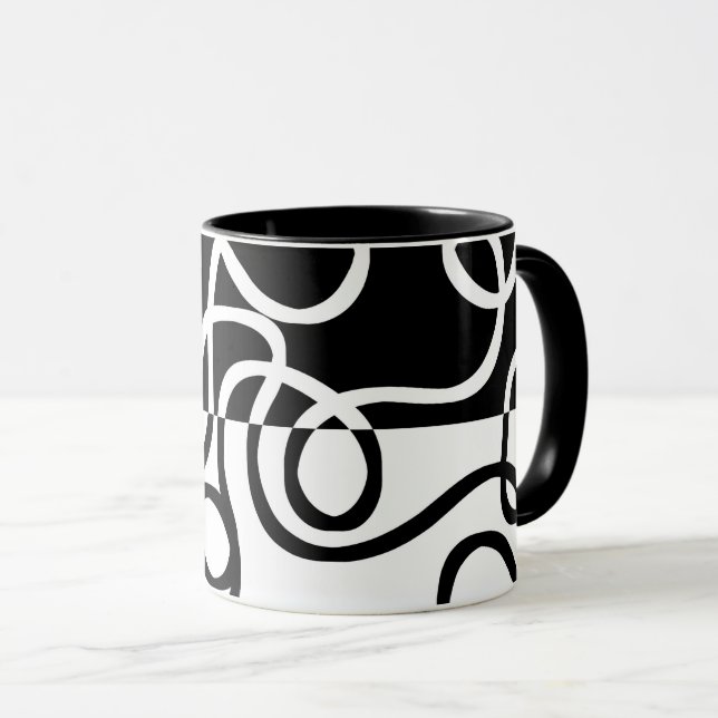 Linear Persuasion I: Abstract Black & White Mug (Front Right)