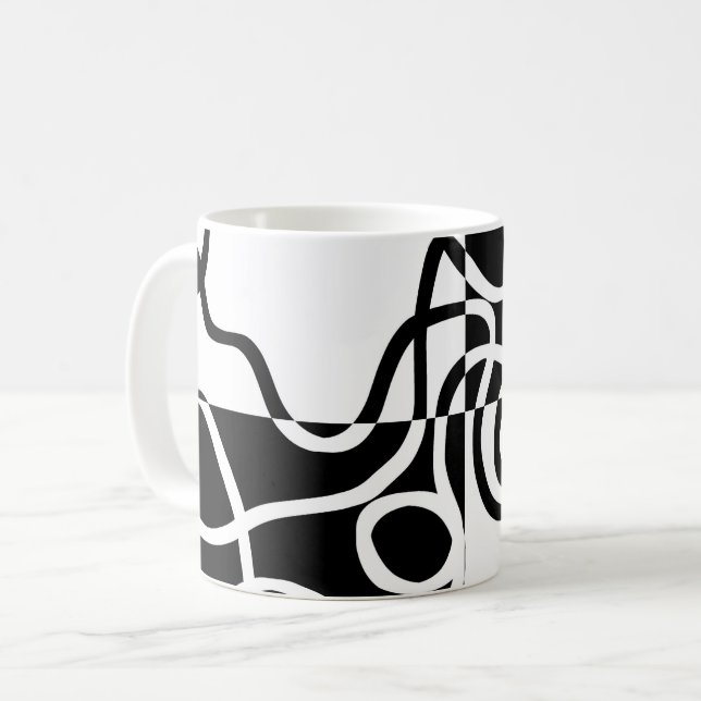 Linear Persuasion II: Abstract Black & White Coffee Mug (Front Left)