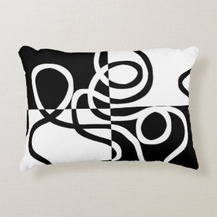 Linear Persuasion II: Abstract Black & White Decorative Cushion