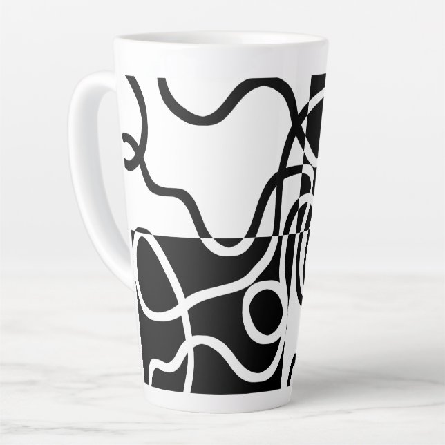Linear Persuasion II: Abstract Black & White Latte Mug (Left Angle)