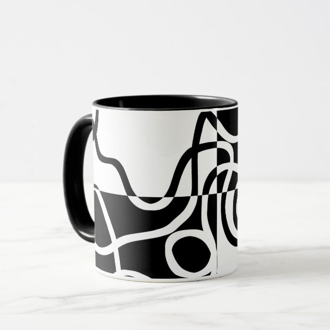 Linear Persuasion II: Abstract Black & White Mug (Front Left)