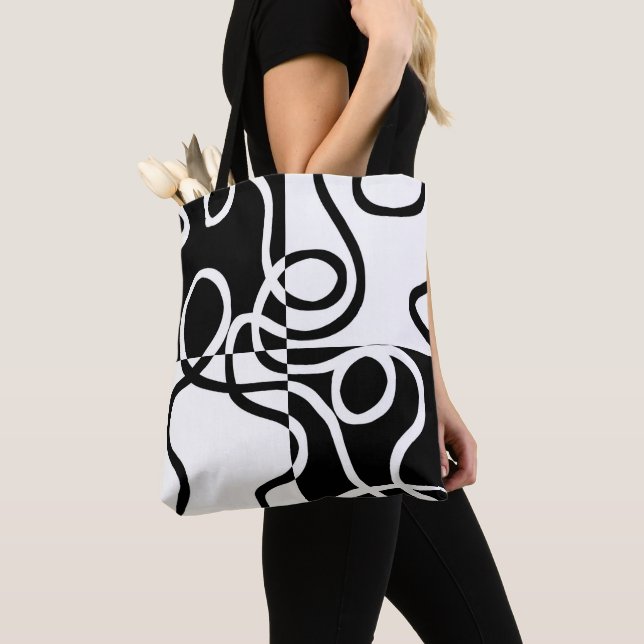 Linear Persuasion II: Abstract Black & White Tote Bag (Close Up)
