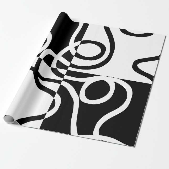 Linear Persuasion II: Abstract Black & White Wrapping Paper (Unrolled)