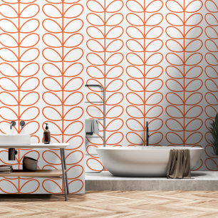 Linear Stem Lined in Burnt Orange by Orla Kiely Wallpaper