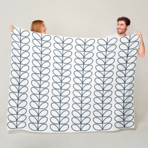 Linear Stem Whale Blue and White by Orla Kiely Fleece Blanket