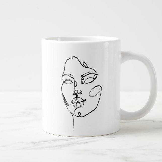 Linear Thoughts - Face Large Coffee Mug (Right)