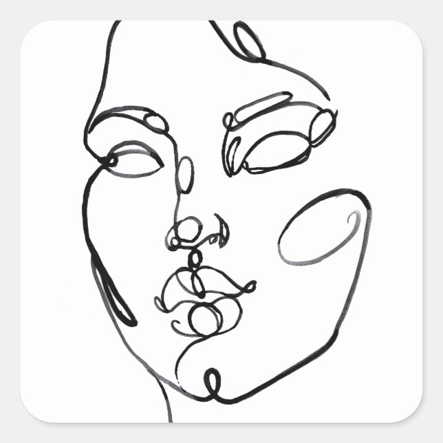 Linear Thoughts - Face Square Sticker (Front)