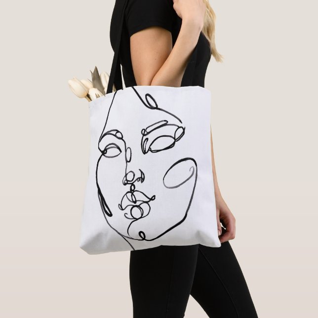 Linear Thoughts - Face Tote Bag (Close Up)