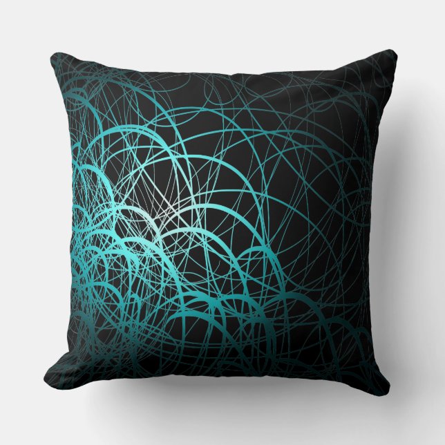 Linear Waves Blue - Throw Pillow (Front)