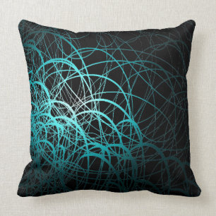 Linear Waves Blue - Throw Pillow