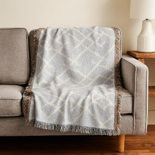 Linear Weave Sky Grey & Muted Cream Throw Blanket