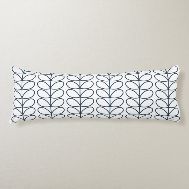 Linear Whale Blue Stem Pattern – Modern Retro Body Cushion (Front)
